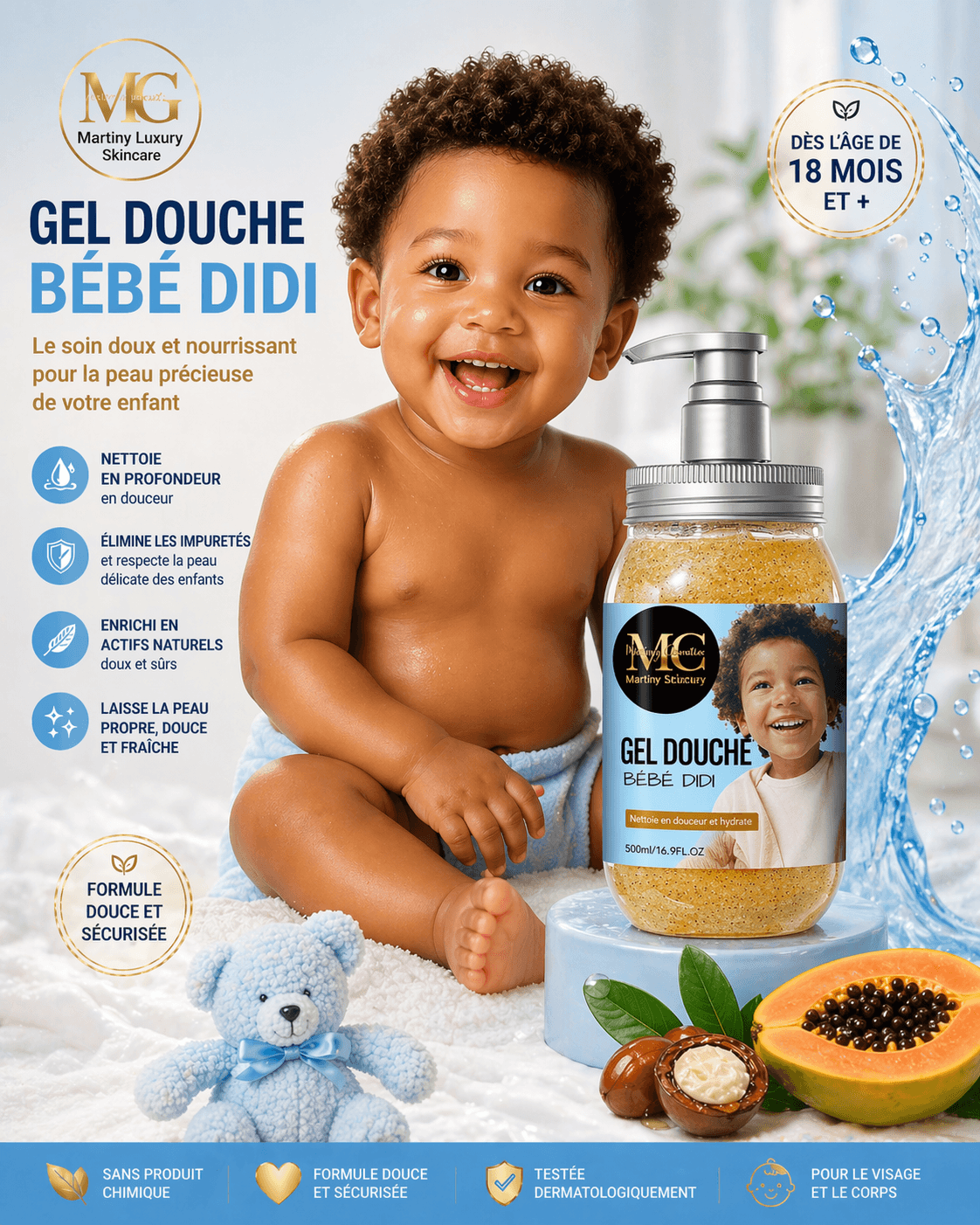 Gel Douche Bébé Didi exfoliant & clarifiant - Image 4