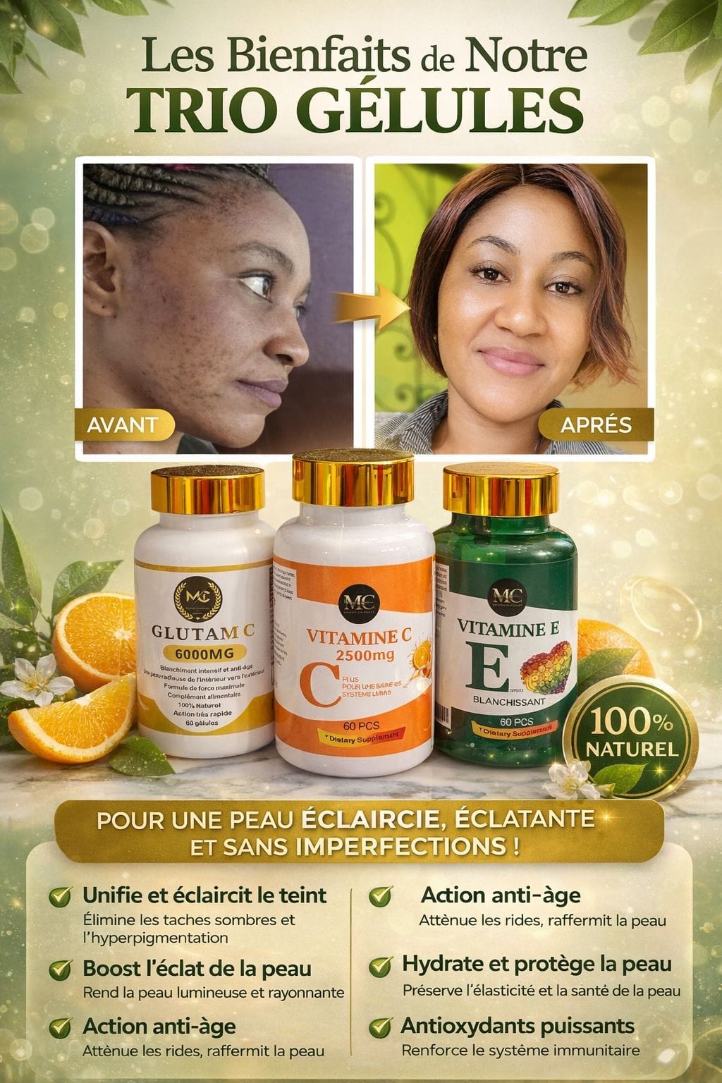 TRIO GÉLULES ÉCLAT – GLUTA MC • VITAMINE C • VITAMINE E - Image 22